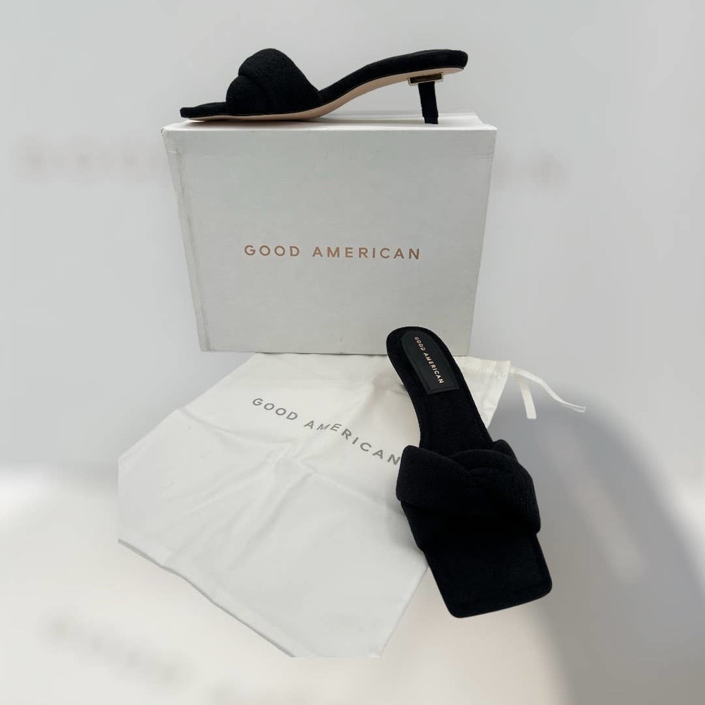 Good American Terry Kickstand Slides in a Size 9 Black New In Box - Picture 2 of 11